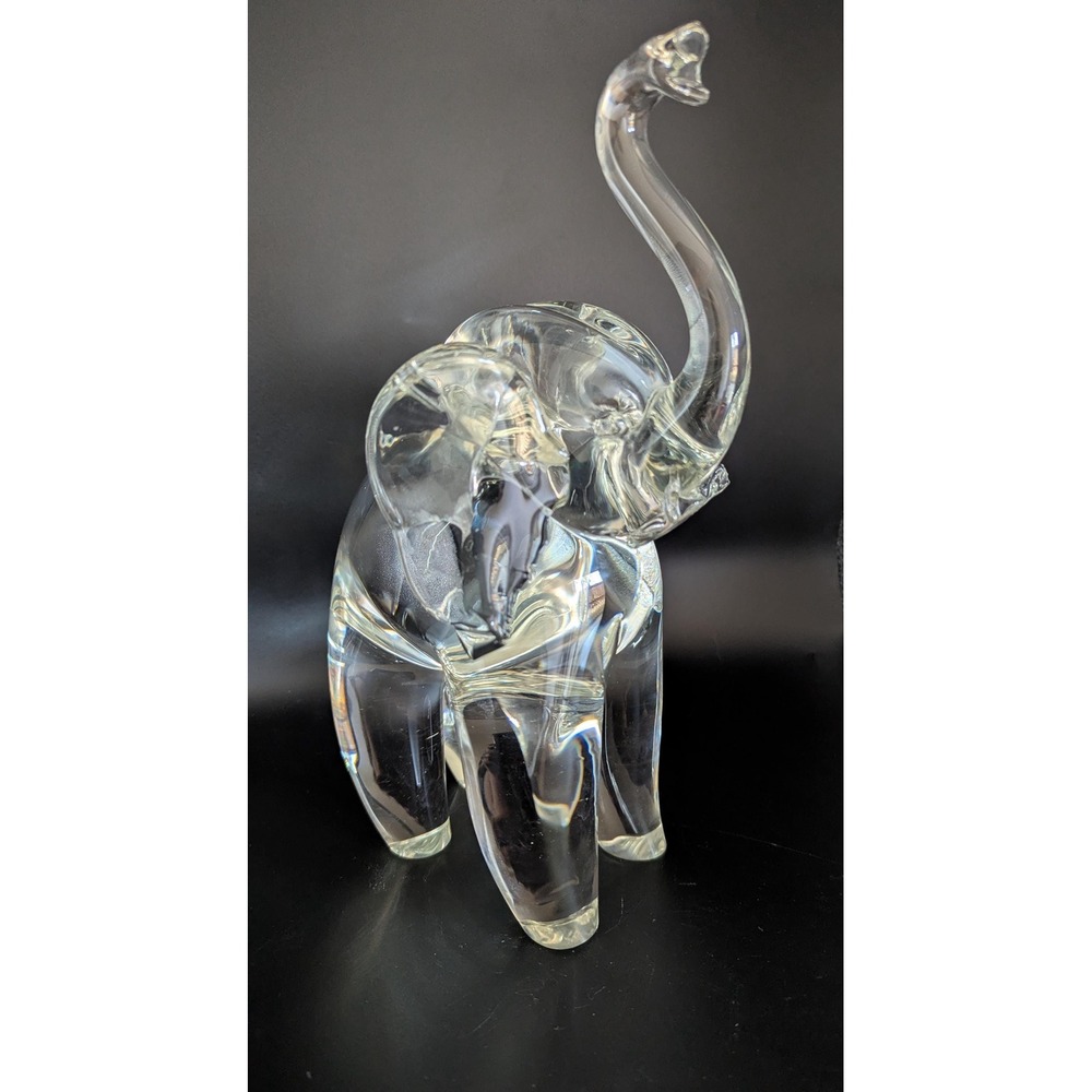 Signed R. Anatra Hand-Blown Glass Elephant Figurine Murano Style Art Glass 11in
